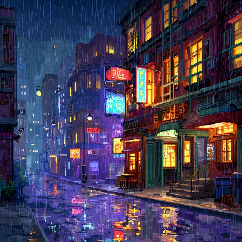 8bit City Nights Backgrounds