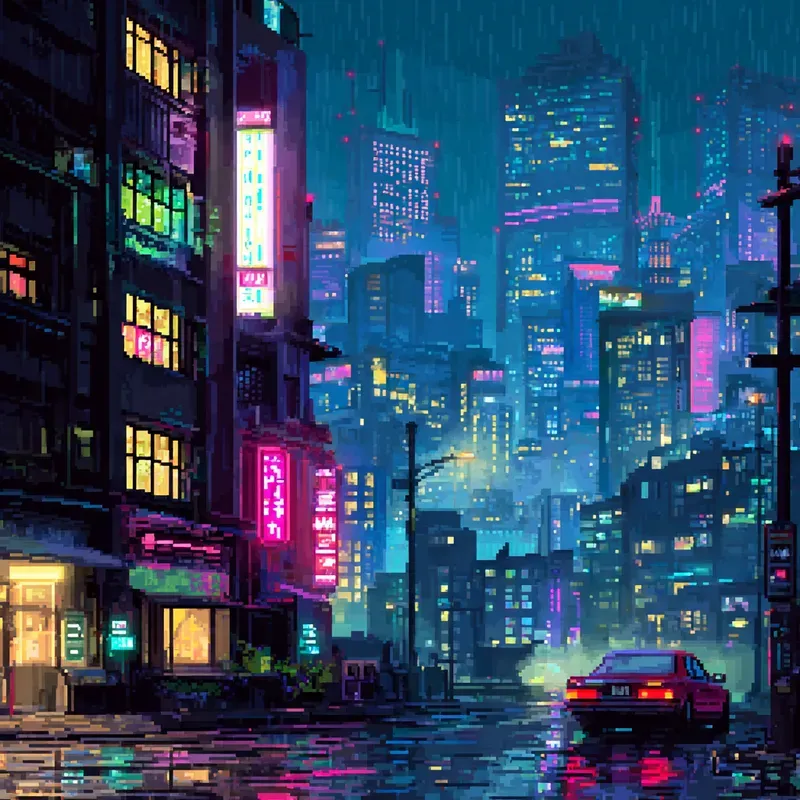 8bit City Nights Backgrounds