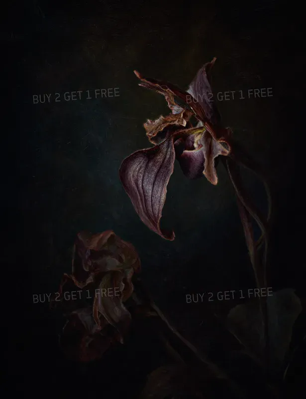 Moody Dark Academia Flower Art