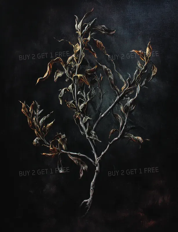 Moody Dark Academia Flower Art