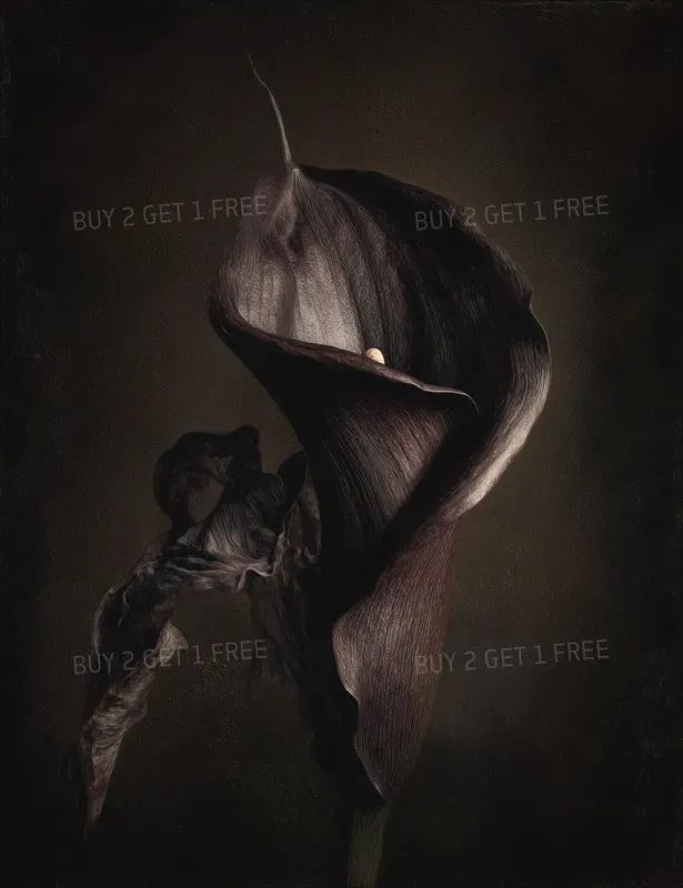 Moody Dark Academia Flower Art