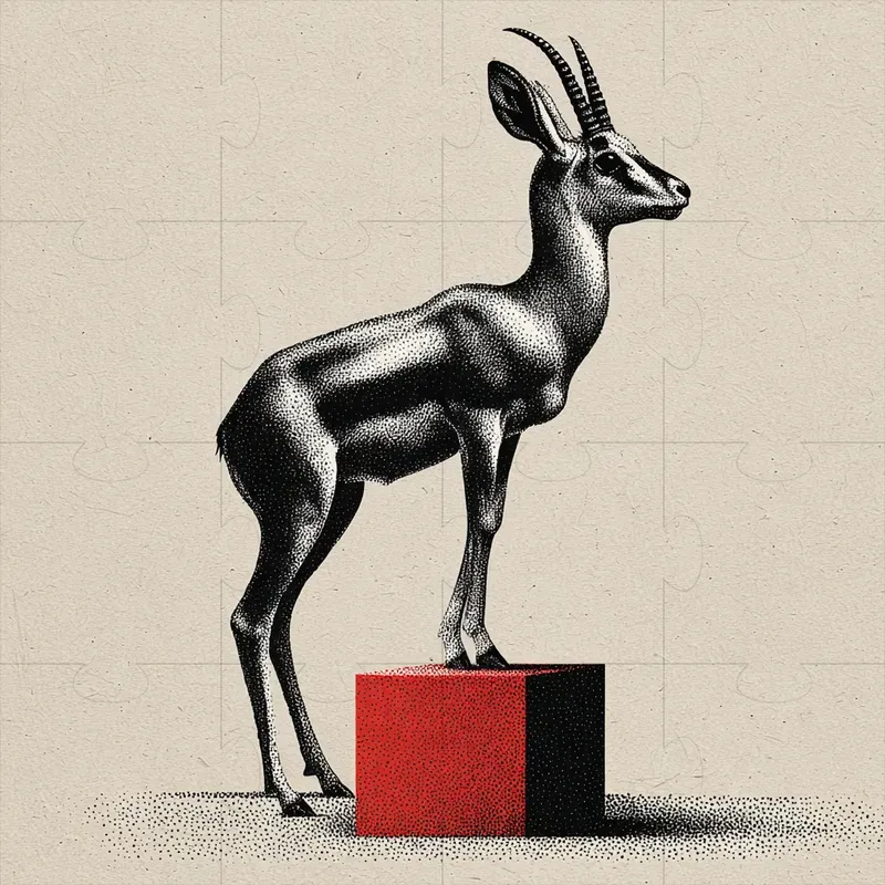 Black And White Vintage Animals Red Boxes