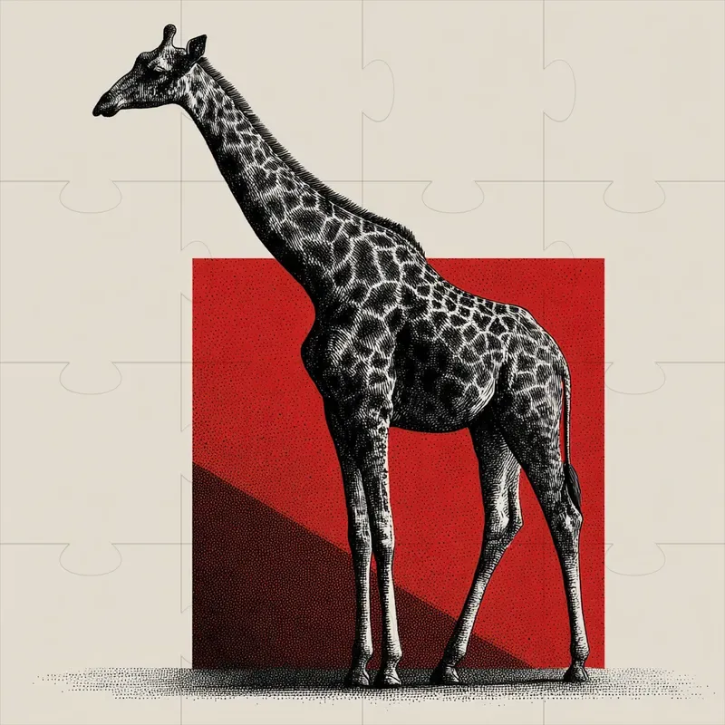 Black And White Vintage Animals Red Boxes