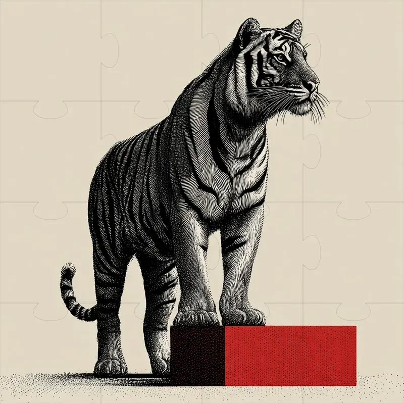 Black And White Vintage Animals Red Boxes