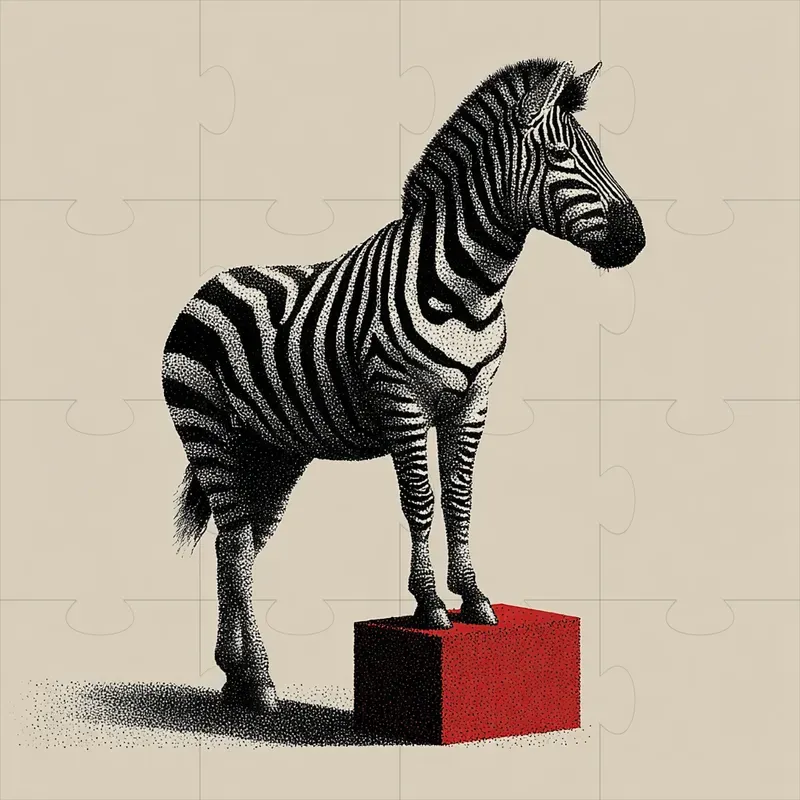 Black And White Vintage Animals Red Boxes