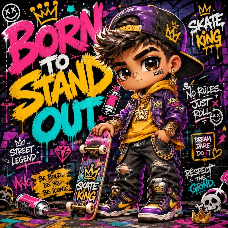 Urban Chibi Streetart Character Poster
