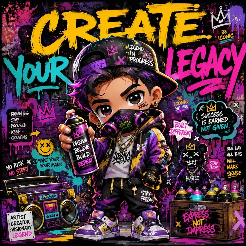 Urban Chibi Streetart Character Poster