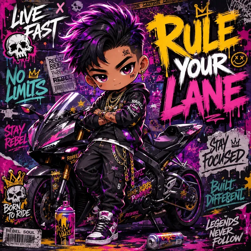 Urban Chibi Streetart Character Poster