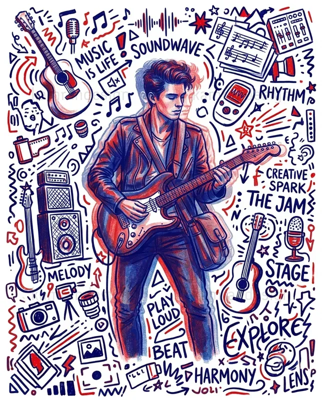 Red Blue Doodle Men
