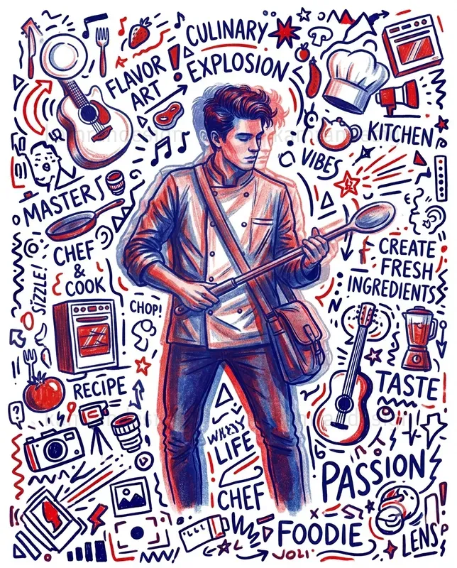 Red Blue Doodle Men