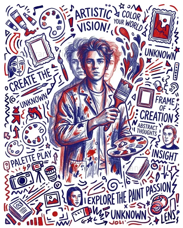 Red Blue Doodle Men