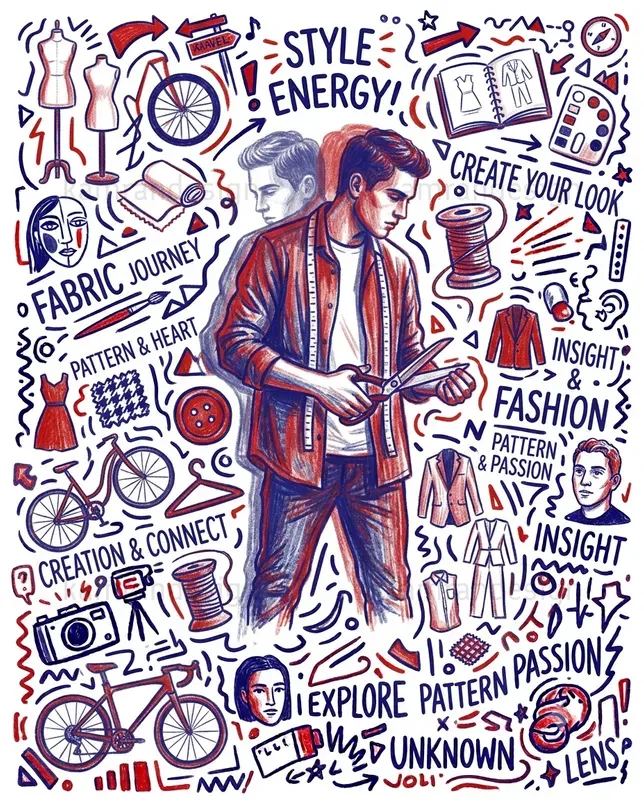 Red Blue Doodle Men