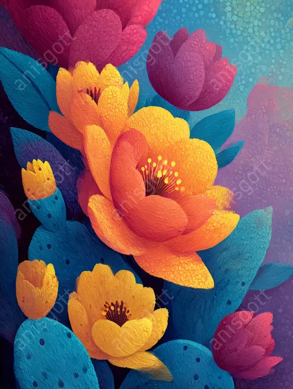Vibrant Desert Dreams Impasto Wall Art