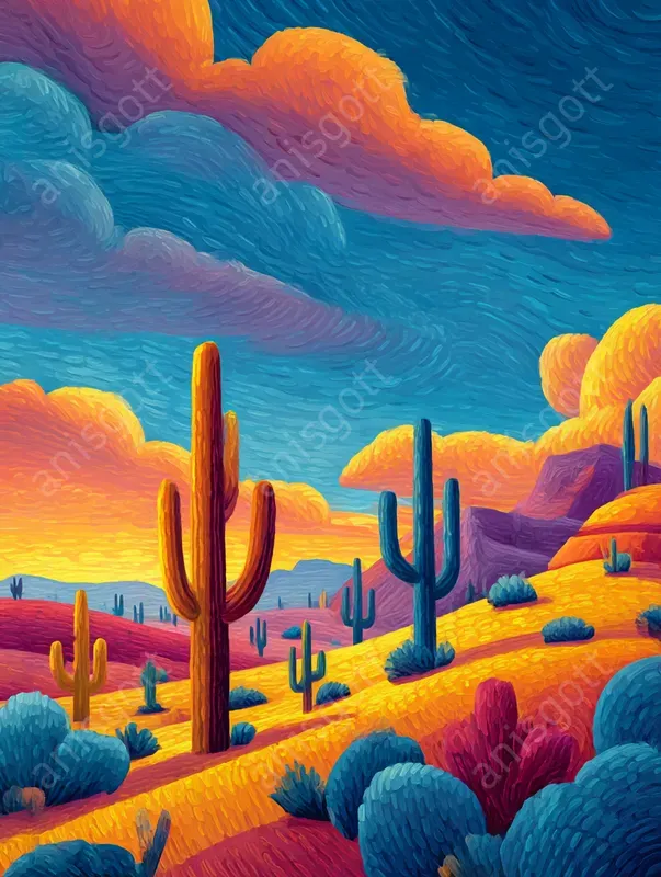 Vibrant Desert Dreams Impasto Wall Art