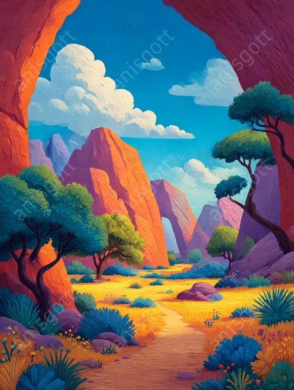 Vibrant Desert Dreams Impasto Wall Art