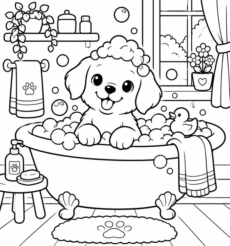 Dogs Cozy Moments Coloring Book Pages