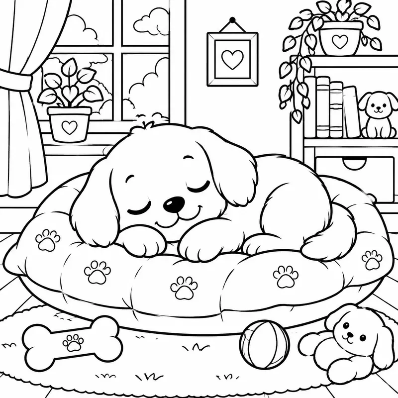 Dogs Cozy Moments Coloring Book Pages