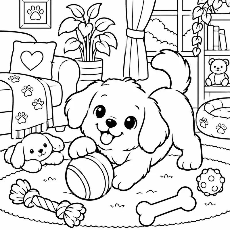 Dogs Cozy Moments Coloring Book Pages