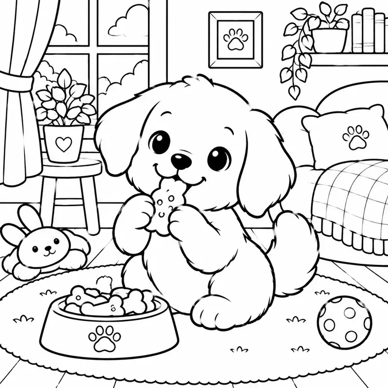 Dogs Cozy Moments Coloring Book Pages