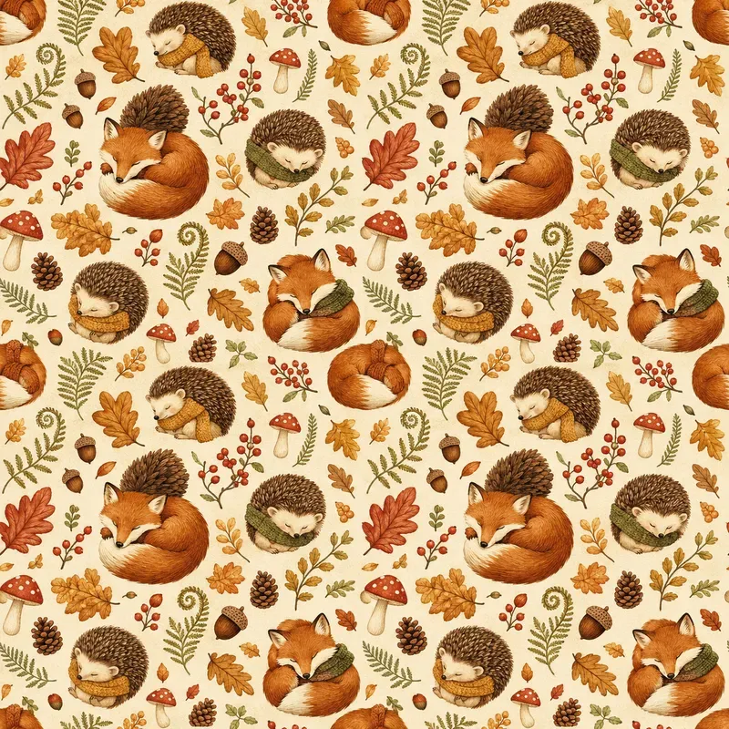 Autumn Woodland Animal Seamless Patterns