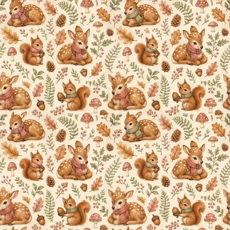 Autumn Woodland Animal Seamless Patterns