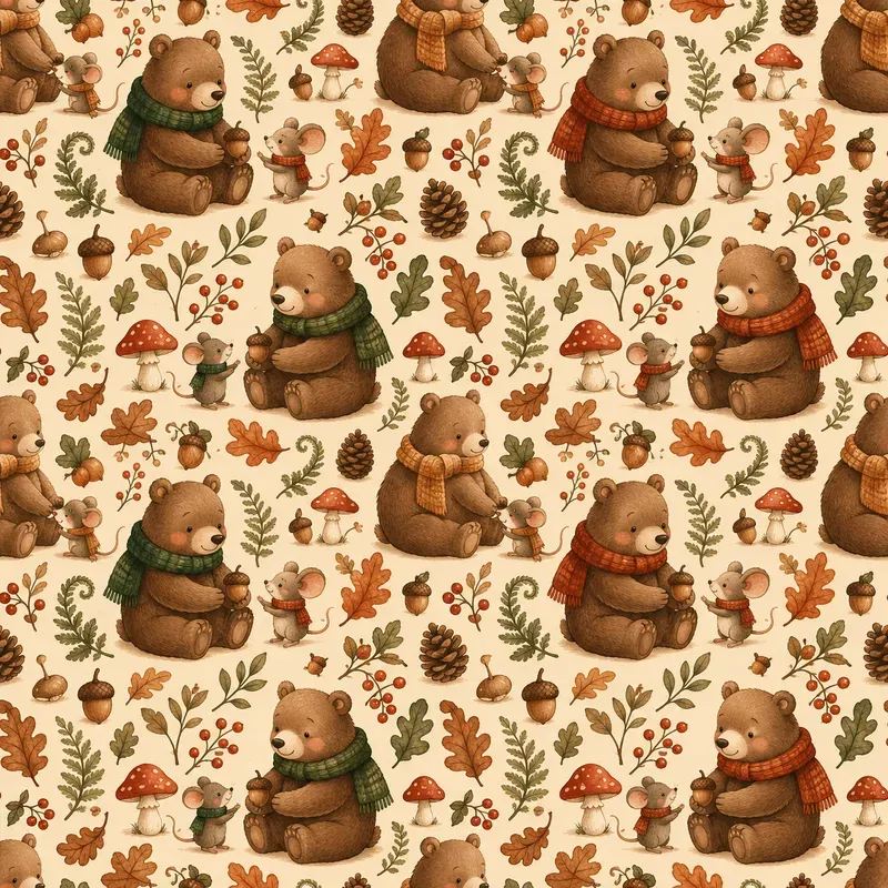 Autumn Woodland Animal Seamless Patterns