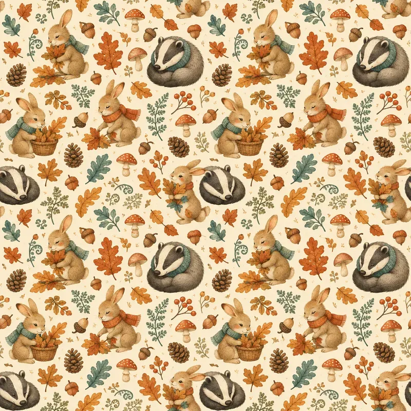 Autumn Woodland Animal Seamless Patterns