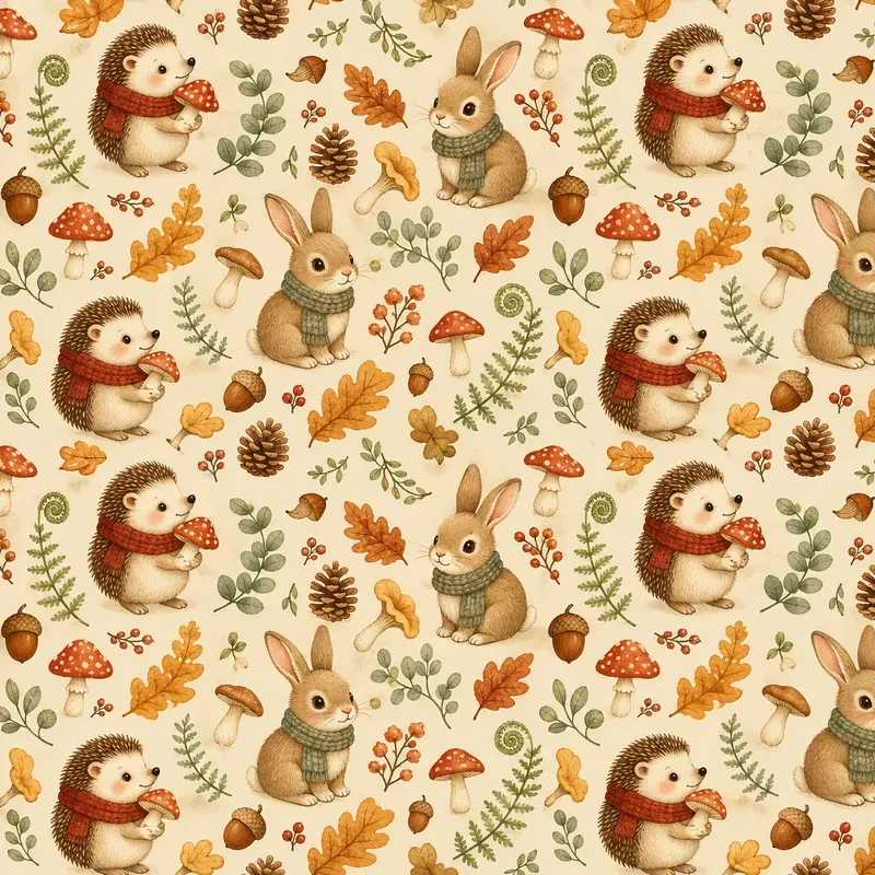 Autumn Woodland Animal Seamless Patterns