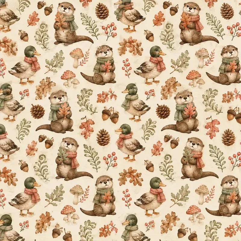 Autumn Woodland Animal Seamless Patterns