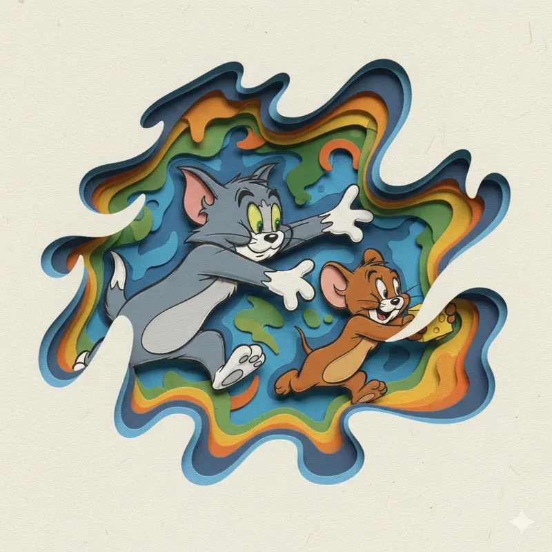 Layered Papercraft Cartoon Portraits