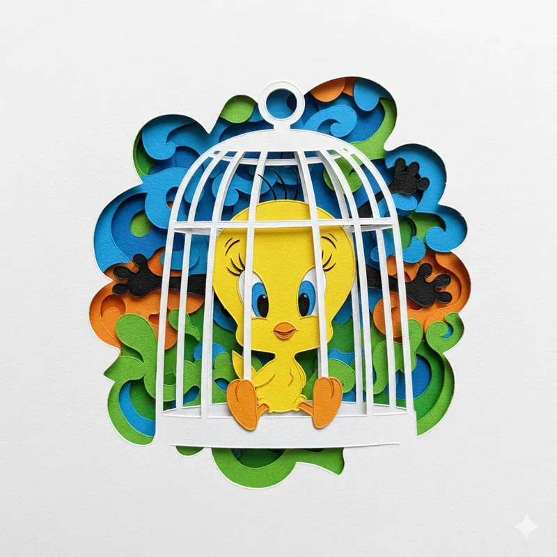 Layered Papercraft Cartoon Portraits