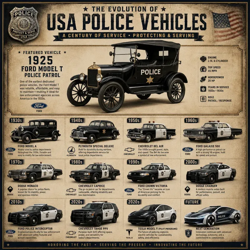 Usa Police Cars Timeline Posters