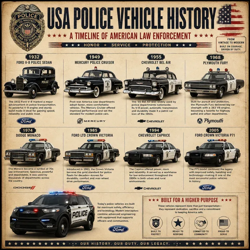 Usa Police Cars Timeline Posters