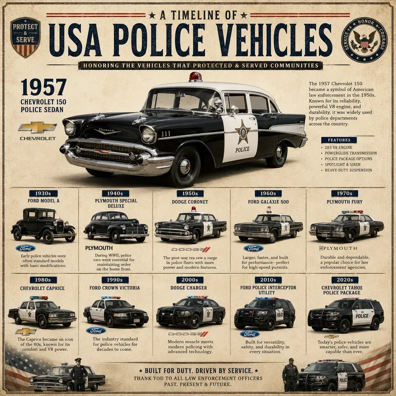 Usa Police Cars Timeline Posters
