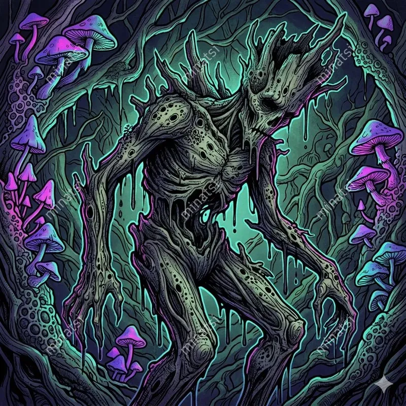 Neon Eldritch Horror Ink Illustrations