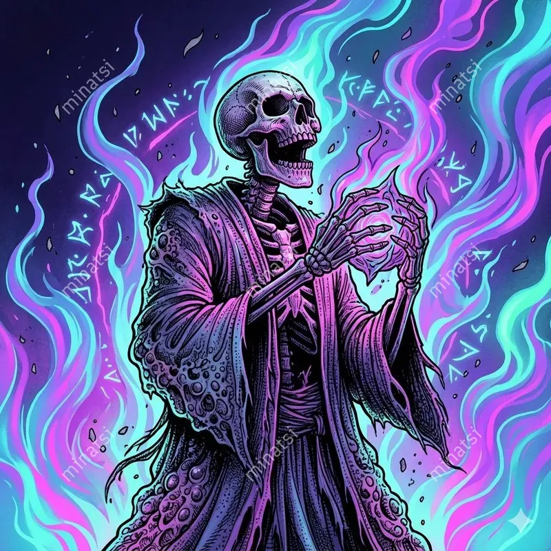 Neon Eldritch Horror Ink Illustrations