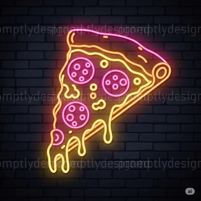 Glowing Bites Neon Food Icons