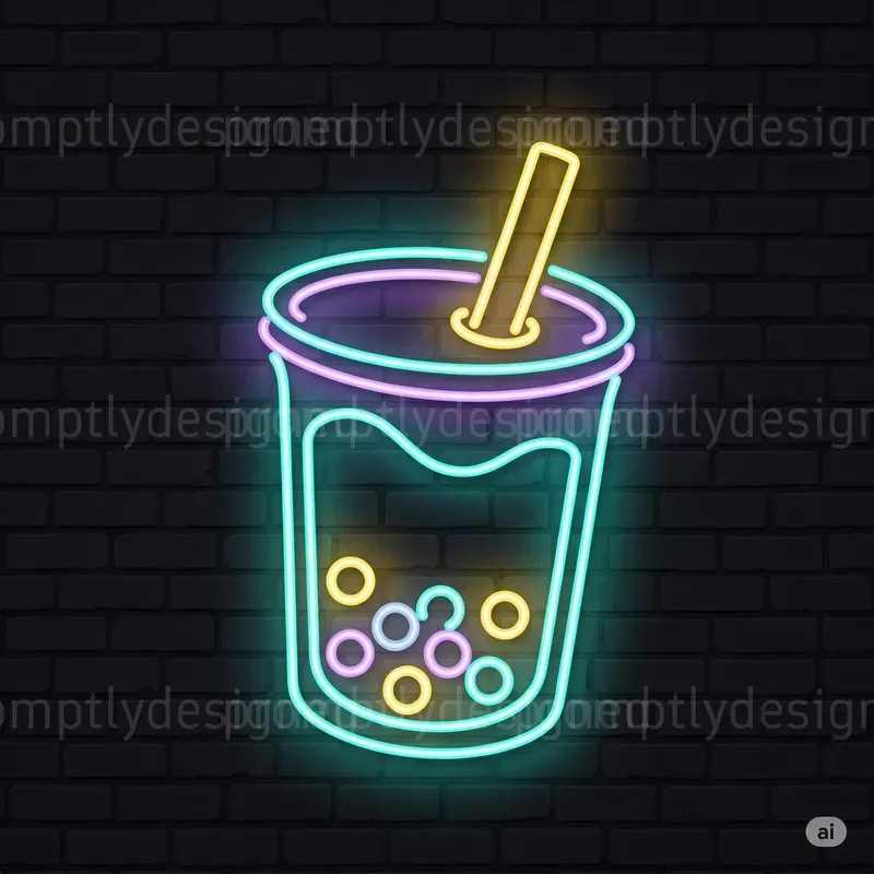 Glowing Bites Neon Food Icons