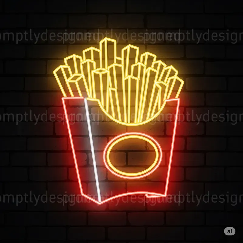 Glowing Bites Neon Food Icons