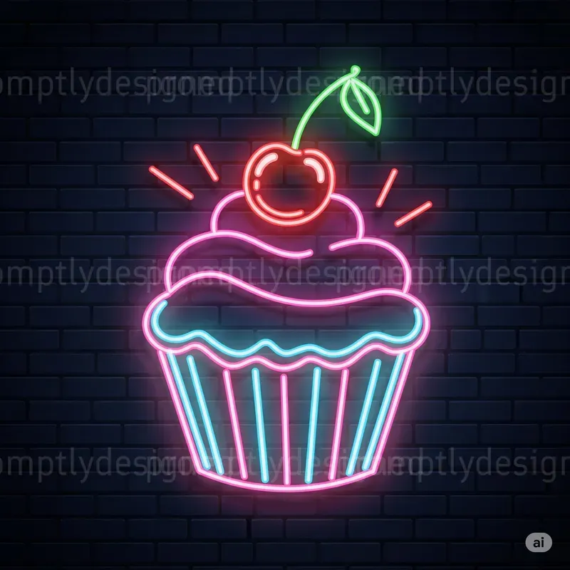 Glowing Bites Neon Food Icons