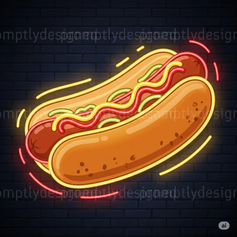 Glowing Bites Neon Food Icons