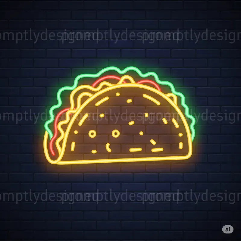 Glowing Bites Neon Food Icons