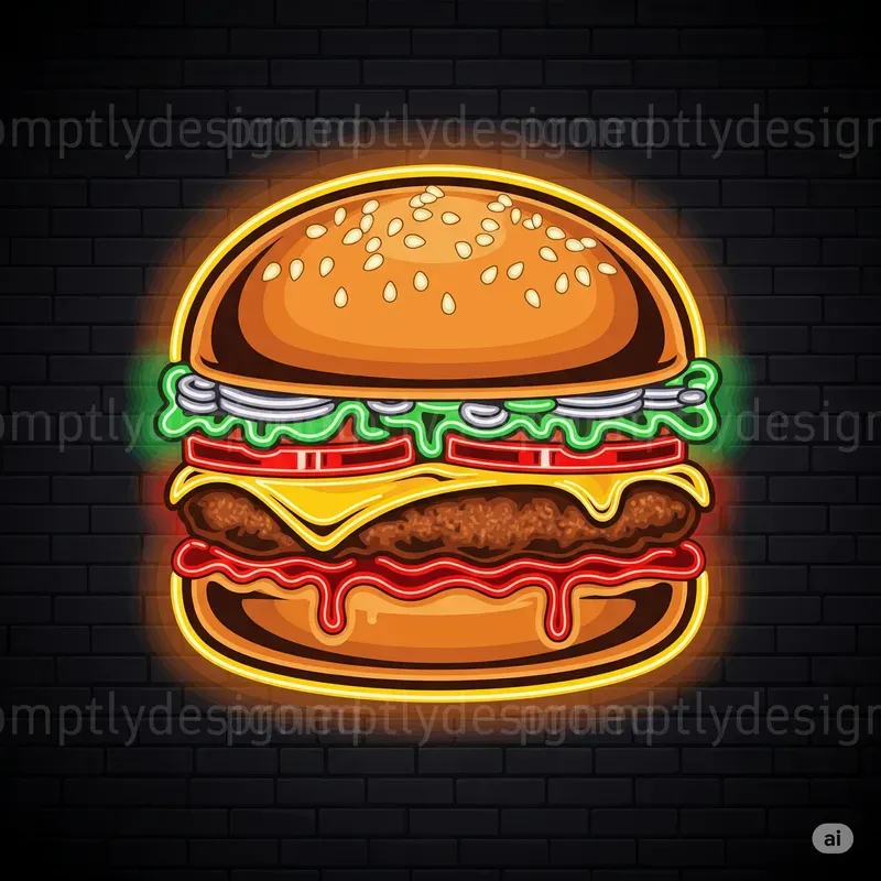 Glowing Bites Neon Food Icons