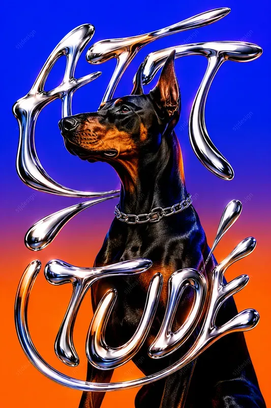 Acid Chrome Typography Art