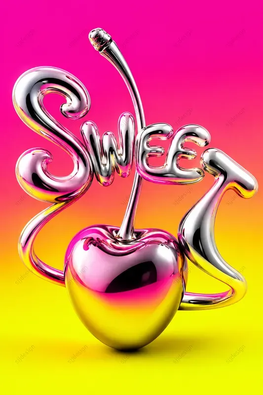 Acid Chrome Typography Art