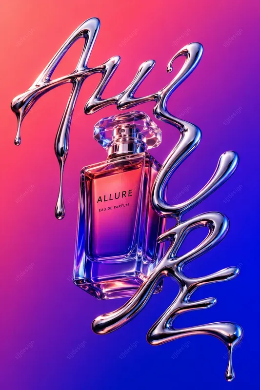 Acid Chrome Typography Art