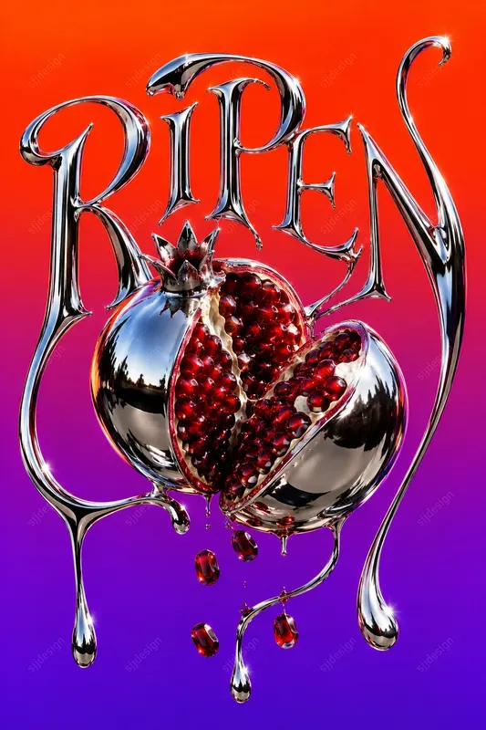 Acid Chrome Typography Art