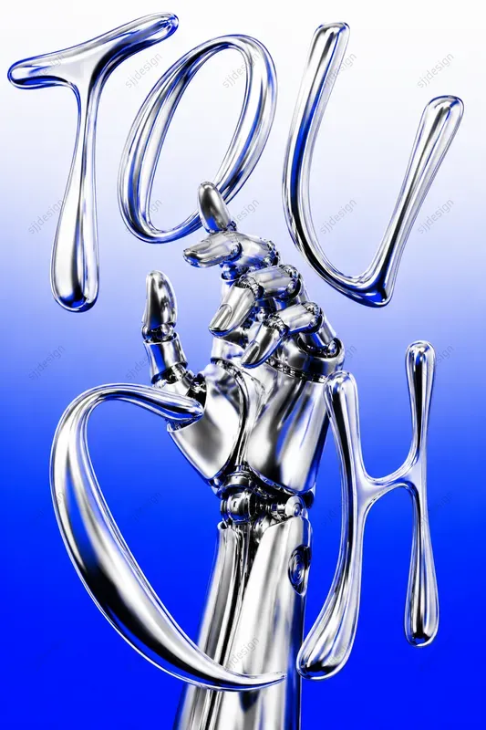 Acid Chrome Typography Art