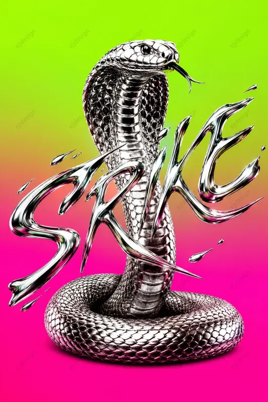 Acid Chrome Typography Art