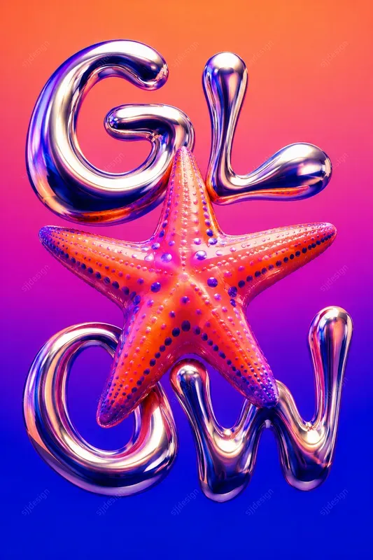 Acid Chrome Typography Art